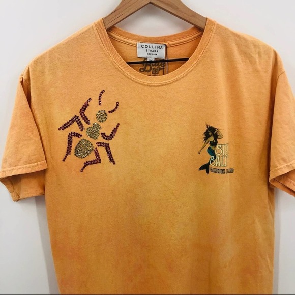 COLLINA STRADA Upcycled Hand Dyed Hand Embellished T-Shirt Dress Size Medium - Picture 4 of 16